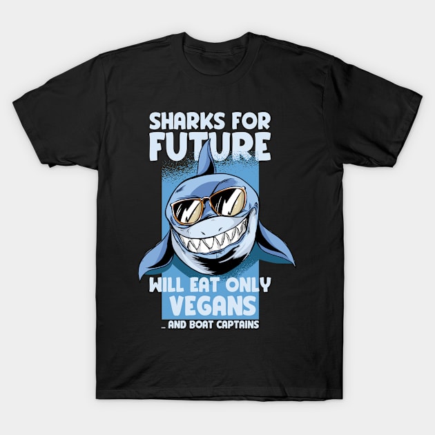 Funny Vegan Shark Lover Climate Activist Parody T-Shirt by Emmi Fox Designs